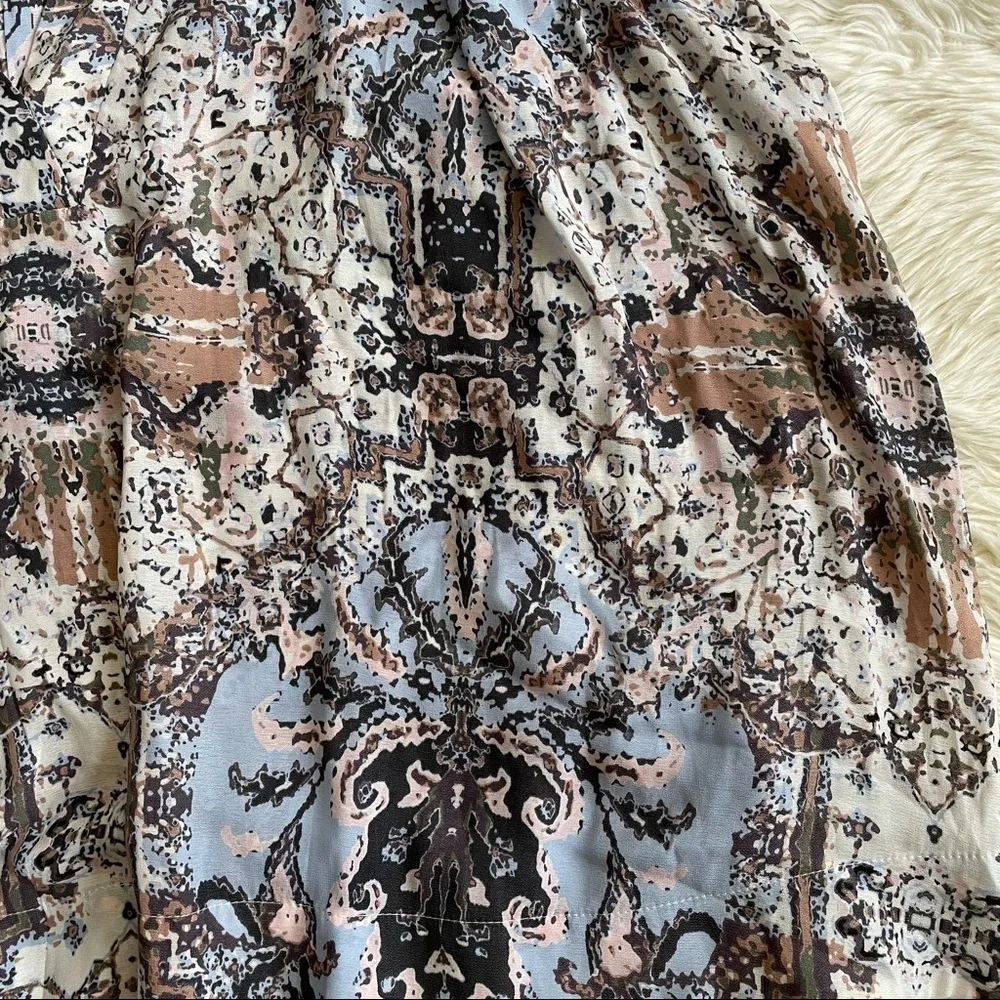 Free People Blouse Darcy Swing Tank Top Bohemian Boho Print Blue S